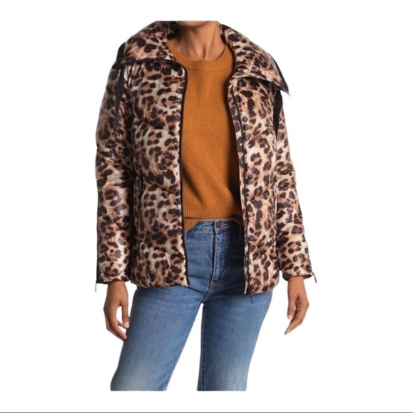 NWT! Sam Edelman Leopard Print Puffer Jacket. Size Small. - Picture 2 of 8